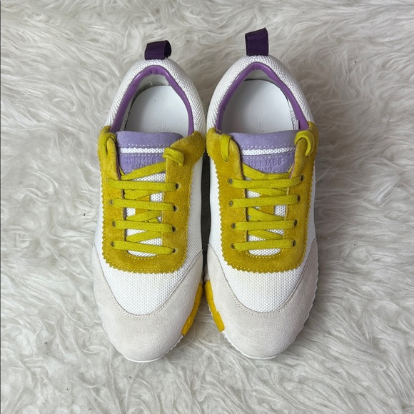 Hermès Women’s White/Yellow Suede/Mesh Bouncing Sneakers Size 36 EU - Picture 4 of 17
